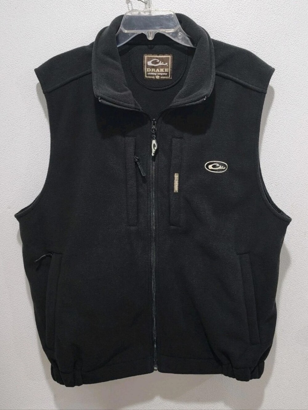 Drake Waterfowl Fleece Zip Up Vest Men's Sz XL Black Magnattach Elastic Waist